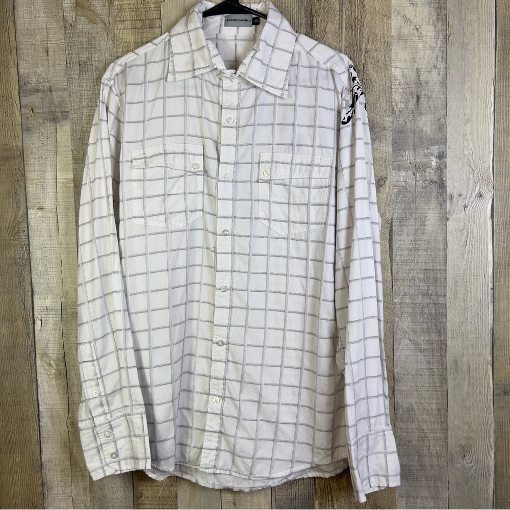 Untouchable Size XL Men’s Button Front Plaid Cowboy Long Sleeve Shirt w/…